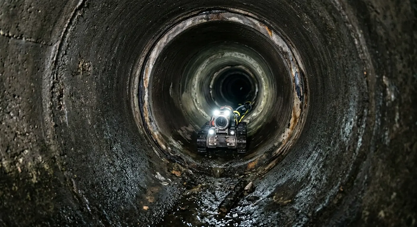 Robotic sewer camera inspecting pipe interior for Sewer Line Cleaning in Greenacres